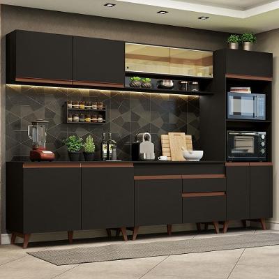 Cozinha Completa Madesa Reims 310002 Com Armário E Balcão Preto