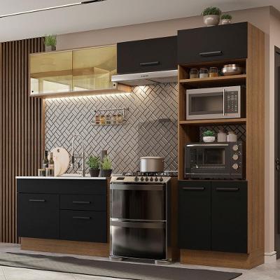 Cozinha Completa 270005 Com Armário E Balcão Rustic/Preto