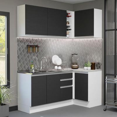 Cozinha Completa 269001 Com Armário E Balcão Branco/Preto
