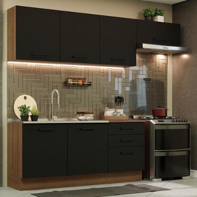 Cozinha Completa 260002 Com Armário E Balcão Rustic/Preto