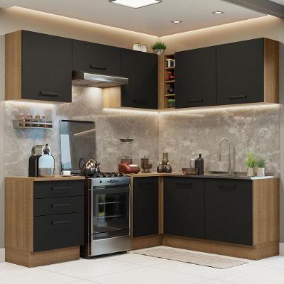 Cozinha Completa 399002 Com Armário E Balcão Rustic/Preto