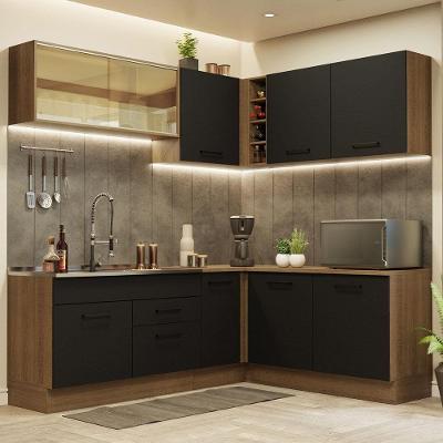 Cozinha Completa 389001 Com Armário E Balcão Rustic/Preto
