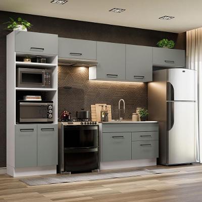 Cozinha Completa 350001 Com Armário E Balcão Branco/Cinza