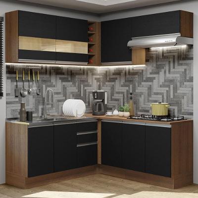 Cozinha Completa 349001 Com Armário E Balcão Rustic/Preto