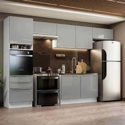 Cozinha Completa 340001 Com Armário E Balcão Branco/Cinza