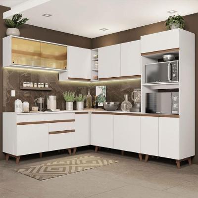 Cozinha Completa De Canto Madesa Reims 452001 Com Armário E Balcão Branco