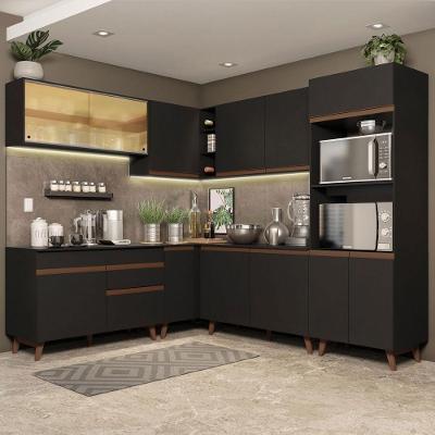 Cozinha Completa de Canto Reims Preto Madesa