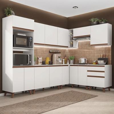 Cozinha Completa De Canto Com Armário E Balcão Branco Madesa