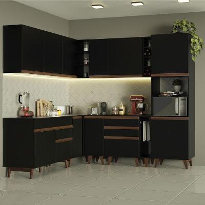 Cozinha Completa Canto Madesa Reims Armário e Balcão Preto