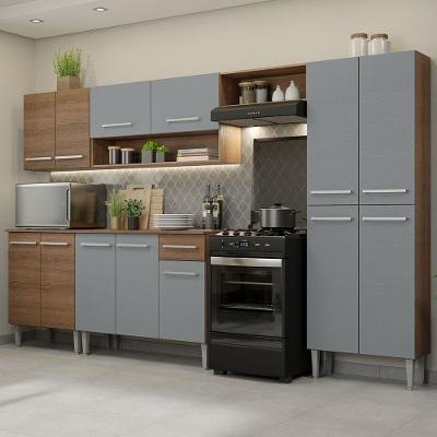 Cozinha Completa Com Armário E Balcão Rustic/Cinza