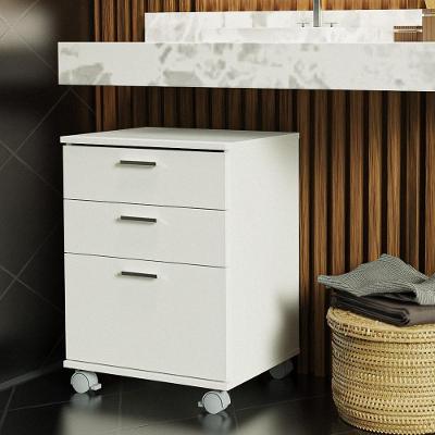 Gaveteiro Para Banheiro Branco Com 3 Gavetas E Rodinhas Madesa Branco