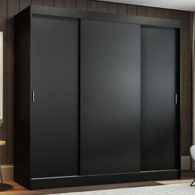 Guarda-roupa Casal Reno 3 Portas de Correr Preto Madesa