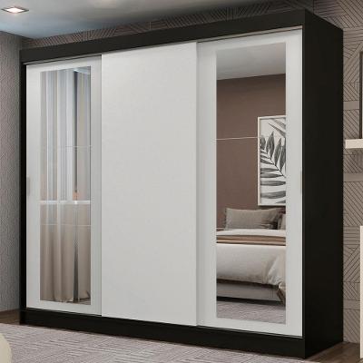 Guarda-roupa Casal Kansas 3 Portas de Correr com Espelhos 3 Gavetas Madesa