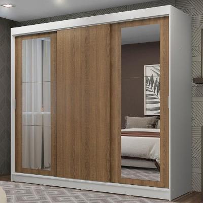 Guarda-roupa Casal Kansas 3 Portas de Correr com Espelhos 3 Gavetas Madesa