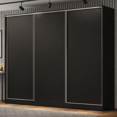 Guarda Roupa Casal Royale 3 Portas de Correr Preto