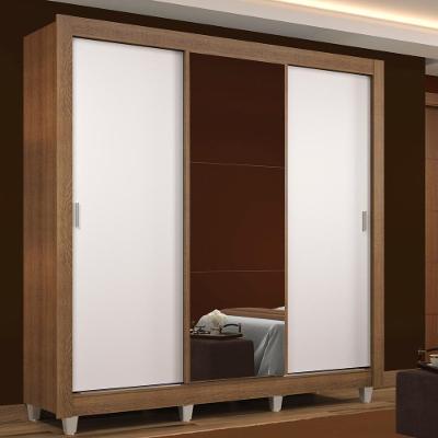 Guarda Roupa Casal Mônaco 3 Portas de Correr com Espelho Madesa