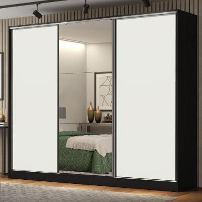 Guarda Roupa Casal Madesa Royale 3 Portas Correr Espelho Bco