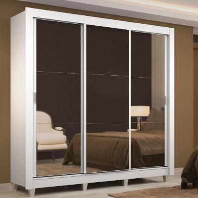 Guarda Roupa Casal Lyon 3 Portas de Correr de Espelho 2 Gavetas Madesa