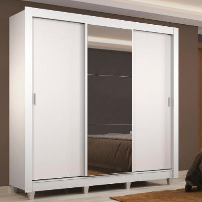 Guarda Roupa Casal Lyon 3 Portas de Correr com Espelho 2 Gavetas Madesa