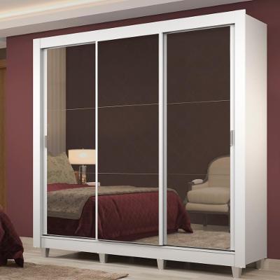 Guarda Roupa Casal Lyon Plus 3 Portas de Correr de Espelho 4 Gavetas Madesa