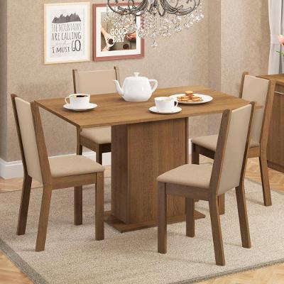 Conjunto Sala De Jantar Madesa Talita Mesa Tampo De Madeira Com 4 Cadeiras Rustic/Crema/Pérola