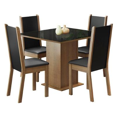 Sala de Jantar Moscou Plus Tampo de Vidro 4 Cadeiras Madesa