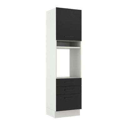 Torre Quente Madesa Agata 60cm 1 Porta 3 Gaveta Branco Preto