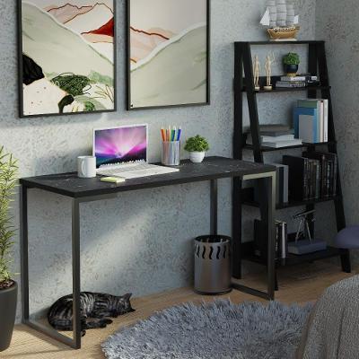 Conjunto Escritório Home Office Com Mesa Industrial + Estante Escada Preto Madesa Preto