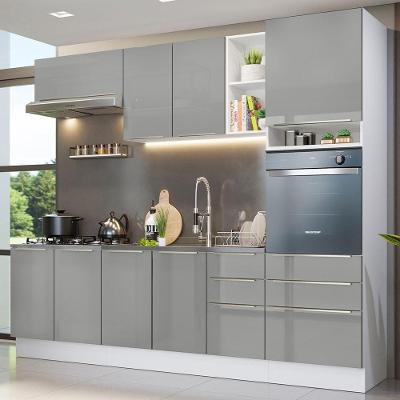 Armário De Cozinha Completa 260cm Branco/cinza Lux Madesa