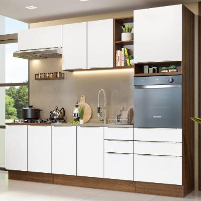 Armário De Cozinha Completa 260cm Rustic/branco Veludo Lux