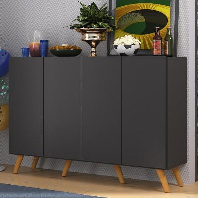 Aparador Buffet 4 Portas Alemanha Br3556 Preto Natural