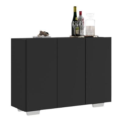 Aparador Buffet 3 Portas Com Pés Quadrados Veneza Multimóveis V1010 Preto/Branco Preto/Branco