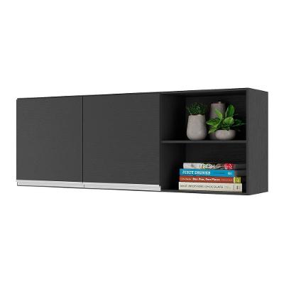 Armário De Cozinha Aéreo 150cm 2 Portas Veneza Multimóveis V3741 Preto/branco Preto/branco