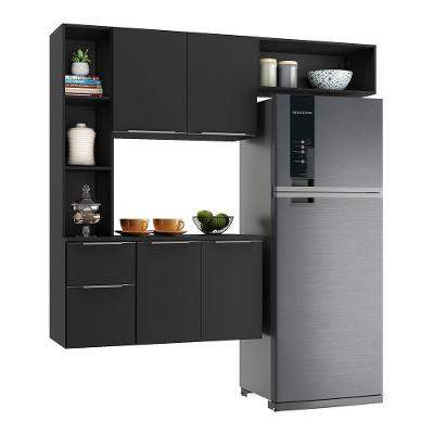 Armário De Cozinha Compacta Com Balcão Sofia Multimóveis V2003 Preto Preto