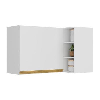 Armário De Cozinha Aéreo De Canto Veneza Multimóveis V3742 Branco/dourado Branco/dourado