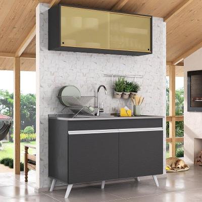 Armário De Compacta 2 Peças Multimóveis Preto/branco