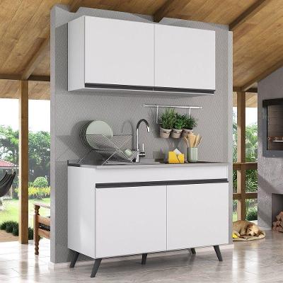Armário De Compacta 2 Peças Multimóveis Branco/preto