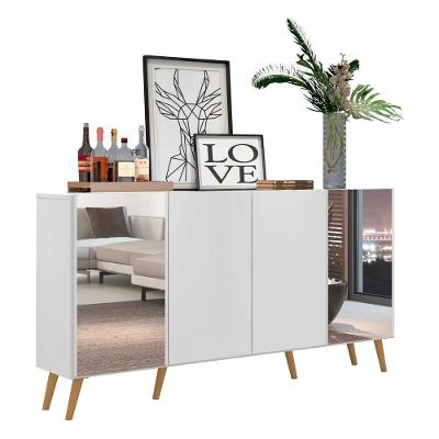 Aparador Buffet Retrô Com Espelho Multimóveis Branco/natural