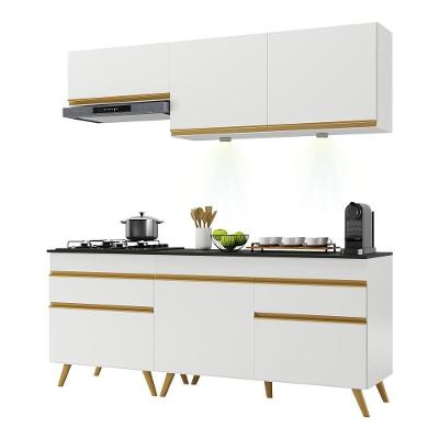 Armário De Cozinha Compacta 190cm Com Leds Veneza Up Multimóveis V2030 Branco/dourado Branco/dourado