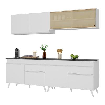Armário De Cozinha Compacta 240cm Veneza Multimóveis V3696 Branco Branco