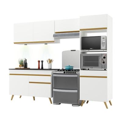 Armário De Cozinha Compacta 252cm Com Leds Veneza Up Multimóveis V2018 Branco/dourado Branco/dourado