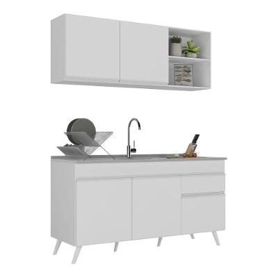 Armário De Cozinha Compacta 150cm Veneza Multimóveis V2142 Branco Branco