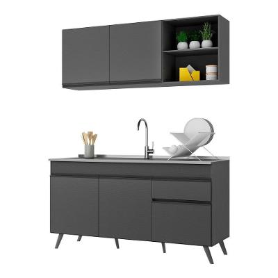 Armário De Cozinha Compacta 150cm Veneza Multimóveis V2079 Preto Preto