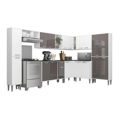 Armário De Cozinha Completa 9 Peças Xangai Rock Multimóveis Branco/Lacca Fumê Branco/Lacca Fumê