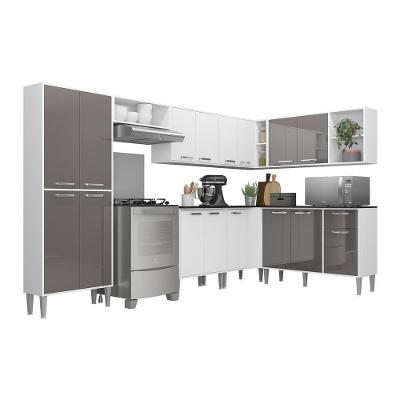 Armário De Cozinha Completa 8 Peças Xangai Soul Multimóveis Branco/Lacca Fumê Branco/Lacca Fumê