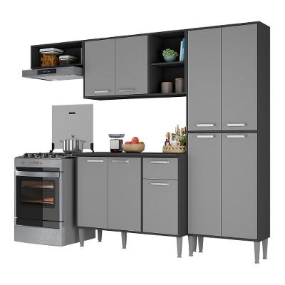 Armário De Cozinha Compacta Xangai Multimóveis V2840 Preto/Grafite Preto/Grafite