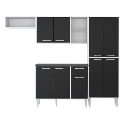 Armário De Cozinha Compacta Xangai Multimóveis V2840 Branco/Preto Branco/Preto