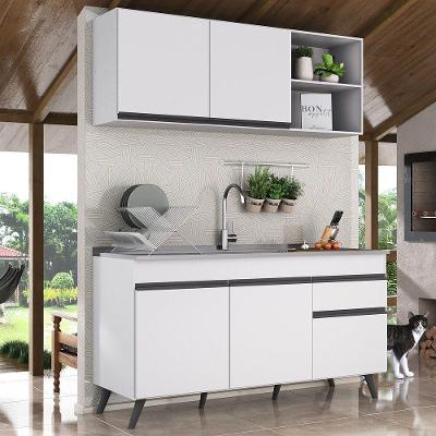 Armário De Cozinha Compacta Multimóveis Branco/preto