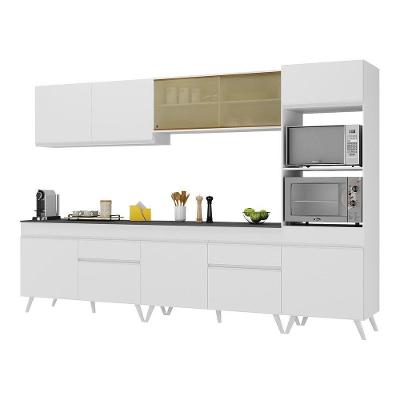 Armário De Cozinha Completa 302cm Veneza Multimóveis V3689 Branco Branco