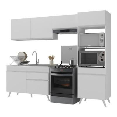 Armário De Cozinha Compacta 252cm Veneza Multimóveis V3693 Branco Branco